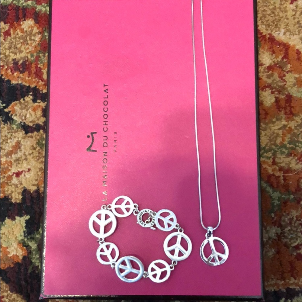 Peace Sign Bracelet and Necklace set